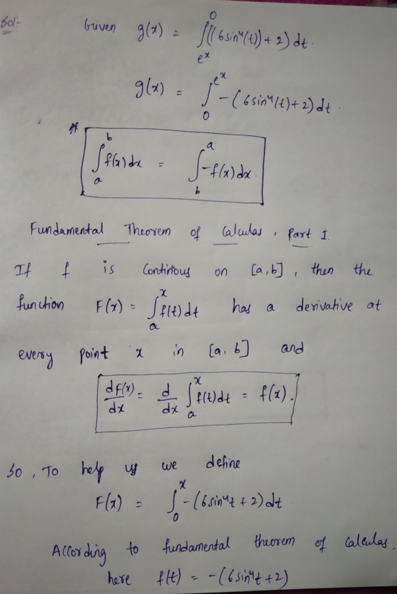 Sol- boven glo) : Jil sa 6) + 2) de gla) - Ja (osin et a) de (t)+2) dt . Fundamental Theorem of calculas part I. If f is con