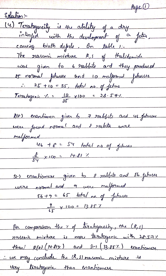 (4.) Teratogeneity Page 0 solution is the ability of a dry interfed with the development of a fetus, binth defects. On table