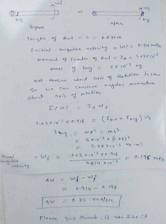 ug bug Belere =しニ 0 916 rod = W Znitia Omguler velocit 3x103 mement ef fmentia Rod 2R = иg mass s 2eo Ro deti en beut C/xis N