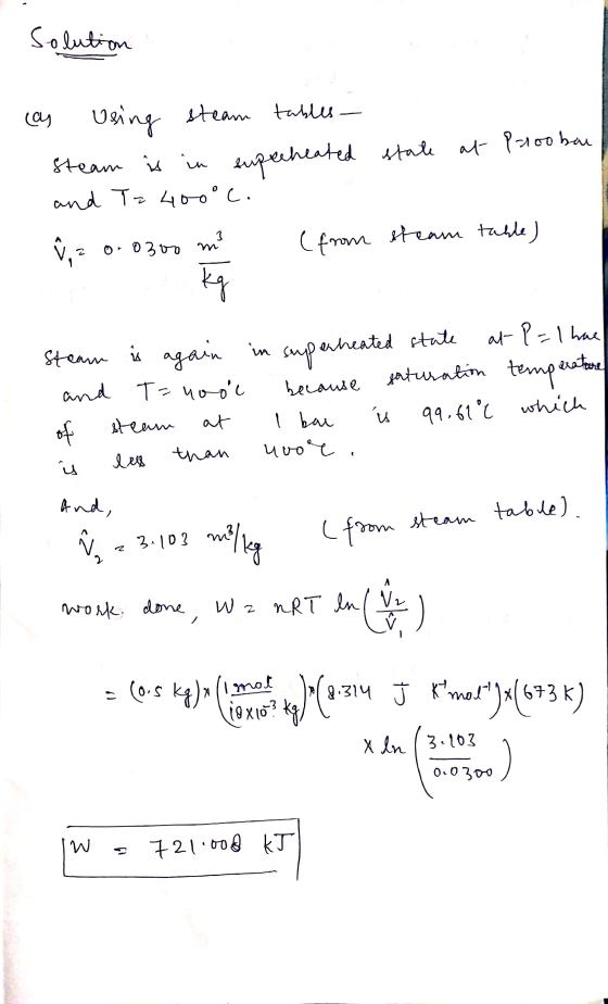 Solution state at Proobal (as using steam tables Steam is in superheated and Tz 400°C. ů z o. 0300 m² (from steam table) Stea