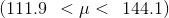 (111.9 <μ< 144.1)
