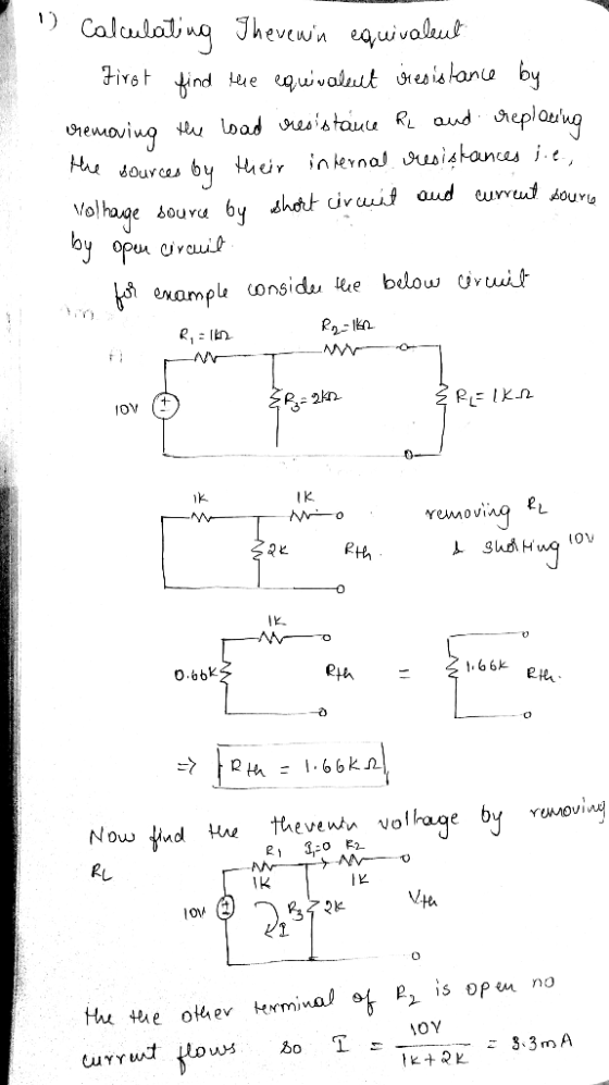 1) Calculating Therewn equivalent First find the equivaleut resistance by cremoving the load resistance RL and replacing the