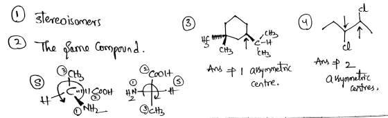 Stereoisomers etty @ The glama Compound. 2 neound. HC Anney s cits Er DENSO É- clts is - Ans 82, And escolto I arsymmetric c