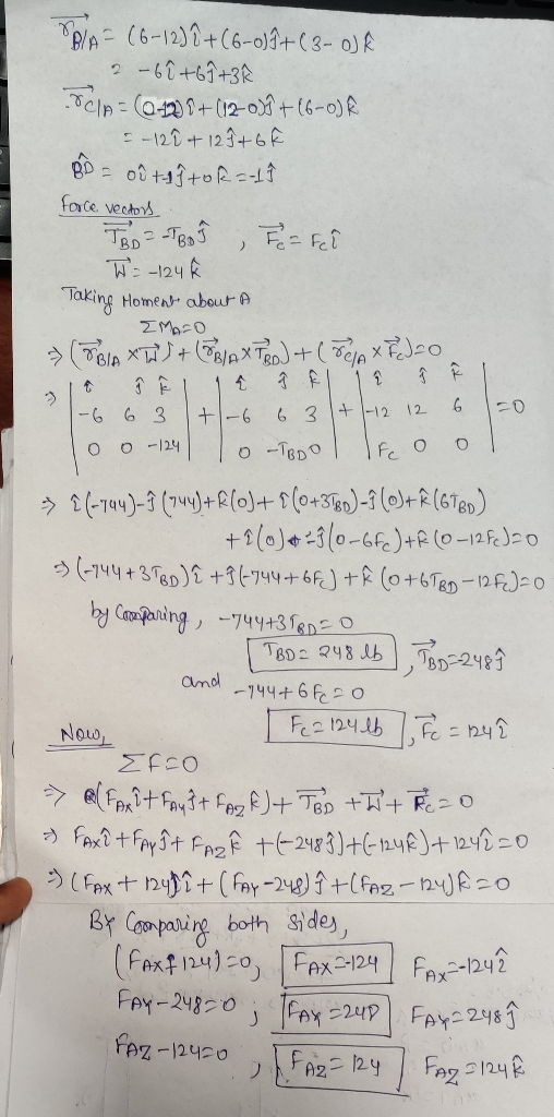 PPlA= (6-12) î+(6-0)ņ+(3-0 2-6î +69 +3ť SclA= (0400 + (12-02 + (6-0) & = -12 1 + 12 9 +6F - oê taſtoß --19 force vectors TBD