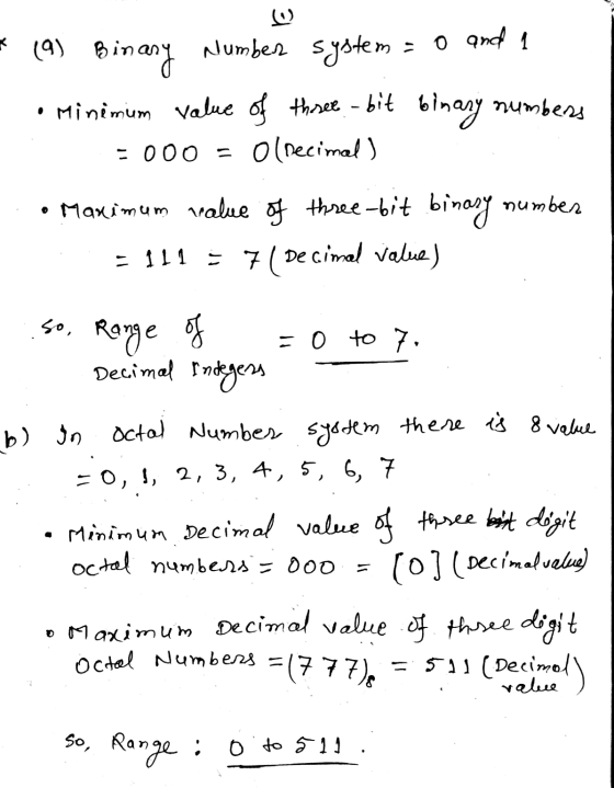 = 0 and 1 (9) BI Binary Number system • Minimum value of three bit binany numbers = 000 = Olrecimal) Maximum value of three-b