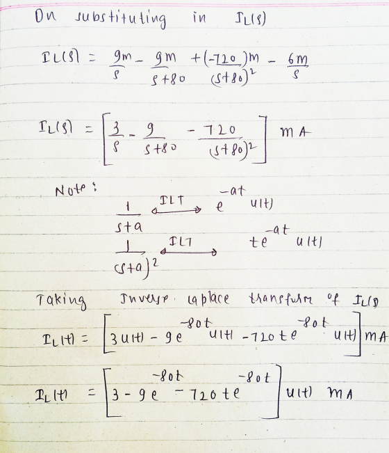 On substituting in ILIS) ILIS = Im_gmt gm +1-720)M 3+80 (st sol 6 m S ? IL(S) = 3 9 120 MA S S180 ist for Note i - ㅗ -at ILT