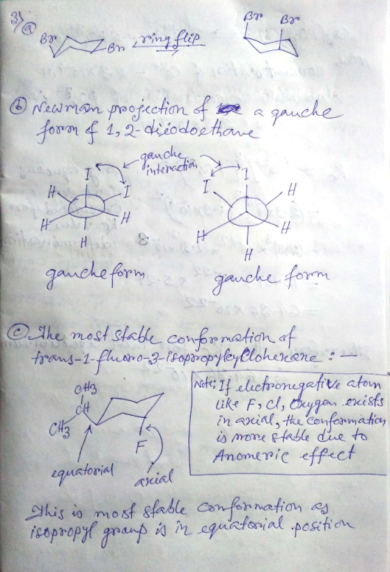 Bro B2 & Newman projection of her a gauche form of 1, 2-dieodo ethane ou i k Pinteraction , II gauche SH wa Hab 8H TH gauche