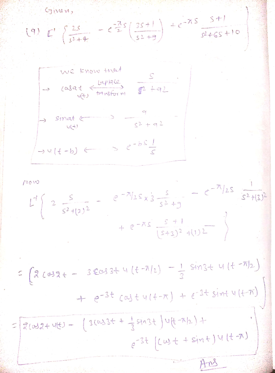 ginen, Srp 35+1 -ns ol+59tas S2+3 $? 4.4 we now S Laplace Cat to us form ta2 a > Sinat e 4 abt is yult-b) E i sana e-7/25 x3