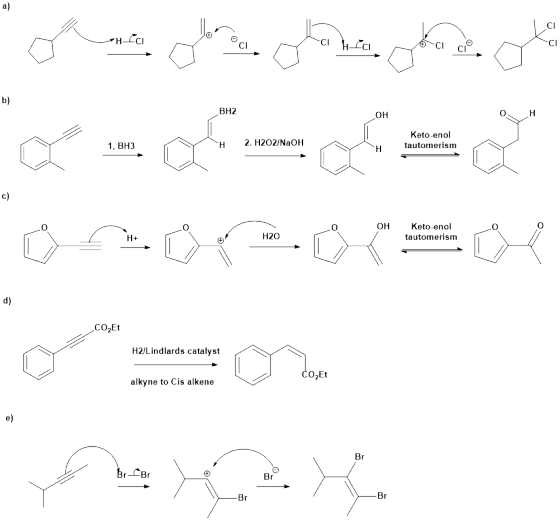 CI CI C BH2 он H 2. H202/NaOH Keto-enol tautomerism 1, BH3 OH Keto-enol tautomerism H20 CO2Et H2/Lindlards catalyst O2Et alky