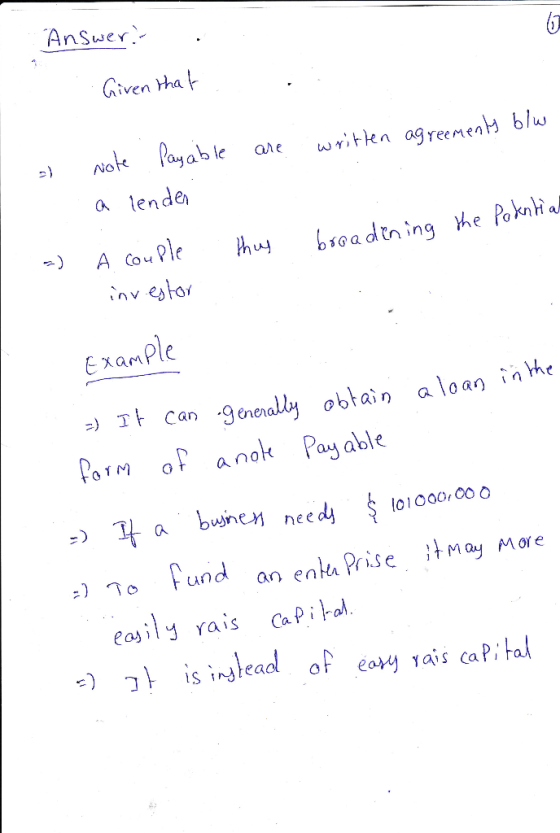 Answer Given Hha p) a tende inv estor E xanple Canlly oblain a loan iahe Porm oP anok Payable T und an enlka Prisee se M More