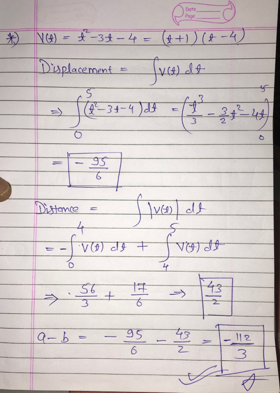 Date Page NCR) - -34 - 4 6+1 ) ( 4 -੫) Displacement = 764) at - ਲੱਕੜੀ Distance - Slwa) de - ਮੈ =
