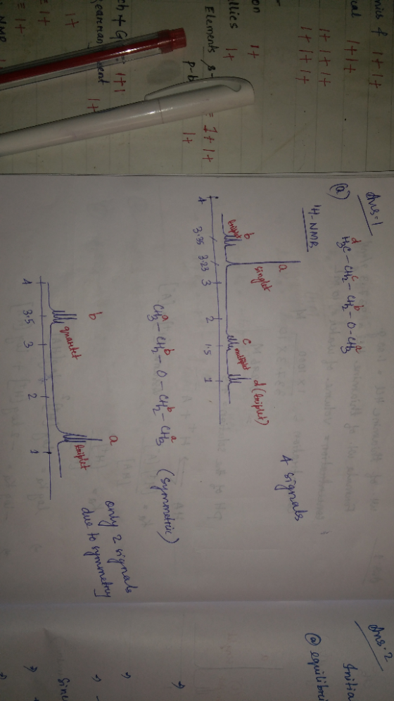 mis titlt nics & Itlt dusel Ans. 2 -cal tit Initian - tltlt Itt it H-NMR @ equilibri 4 signals ww, debuiflet) on it Ellies It