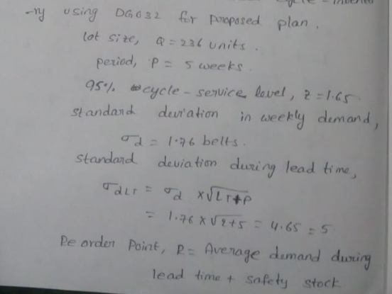 using 632 r propased plan lot sie, 2a units duration ;nale eky dim and, d st andan standard duration durin, lead time」 Re orden Poiat, P- Avenage damand dusig lead time + Safety stoct