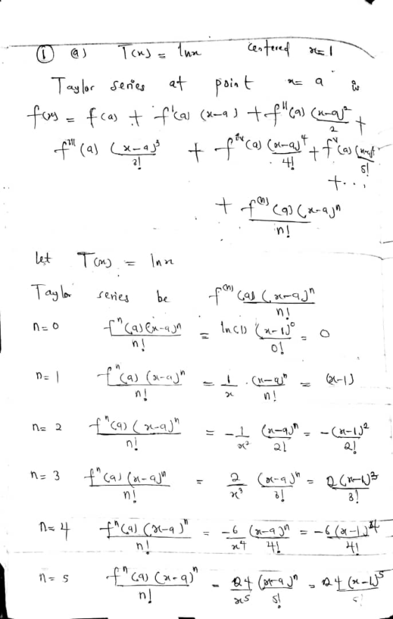 ③ a Times = lun centered the 1. Taylor series at point n a i fas = fras t fal (uma) + f cas comoditat fa (aCerested to f