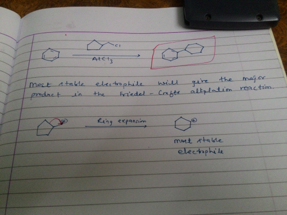 Atcz most stable product in electrophile the briedel - will Crakta gere the major alkylation here for Ring expansion o most s
