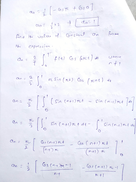 că [-65T6 + 650 PL do=1 T do / + 2 Constant an find the value of from expression. Where An = dit S f (t) Gs (art) at nti an =