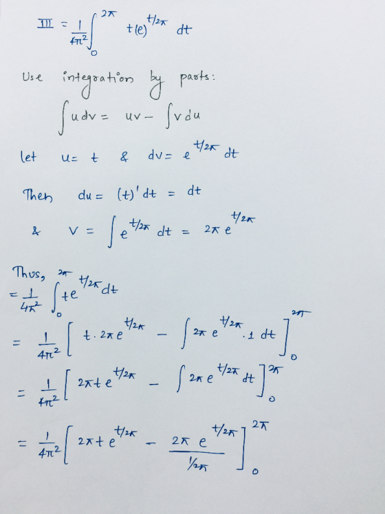 2 1 5 1 t/27 tle) dt 42 Use pasts: integration by fudra fvdu uv- 120 dt let US t & du= e Then dt du= (t)dt t/20 t/22 & v= dt