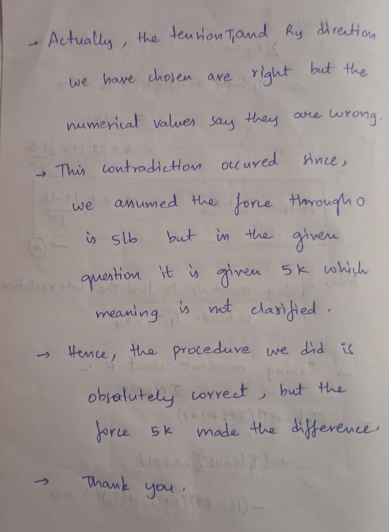 - Actually, the tensiont, and Ry direction We have chosen are right but the numerical values say they are wrong, N . en OM Th