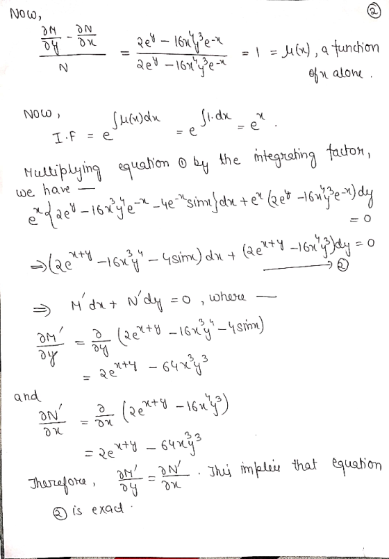 NO w, Ret-16e ae-16xe NQ | = J), q tunchion alon NOW Si-du imtegrahing facton, the Muttiplying equalion we have eaei6yee^simn