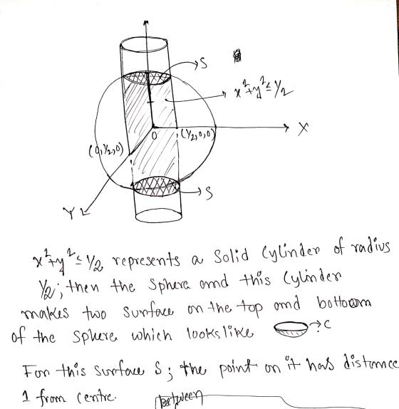 X (Y2,0,0) (1/20) xty 1/2 represents a solid Cylinder of radius Yo, then the Sphera and this Cylinder makes two surface on th