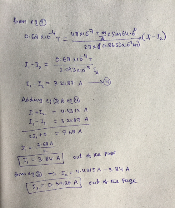 from ego 0.68X10 - WITH 167 T. Mx Sm 64.5 21*(0.8633x10²m) D-I 1 I-I, = 0.68 X1out. 2 2.0934605 I Ti - I2 = 3.2487 A - Addin