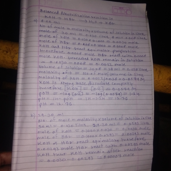 PRTE Balanced Neutrilization reaction is KOH IHB - Hoa K Br 8:00 ml Noot mole - molarity x volume of solution in liter Maple