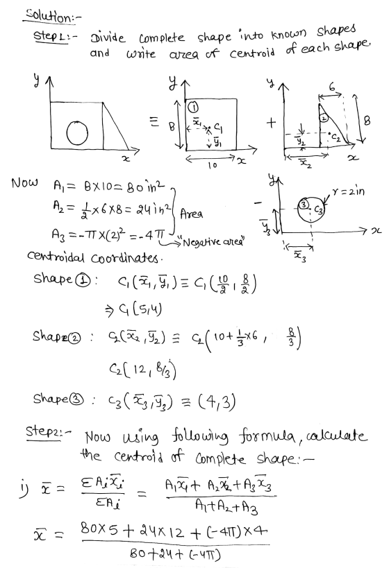 Solution:- stept:- Divide complete shape into known shapes and write area of centroid of each shape. y 1 y. 8 () ia jū 20 2 1