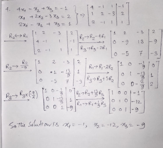 d 14. 4.06 - 2 + z = – 1 2 14 -1 11-17 x + 2x₂ - 3X3 = 2 = 1 2 - 32 zxi - de +13= 1 ) [2 - 1 RkRi 11 2 -3 127 11 2 - 3 → R₂ R