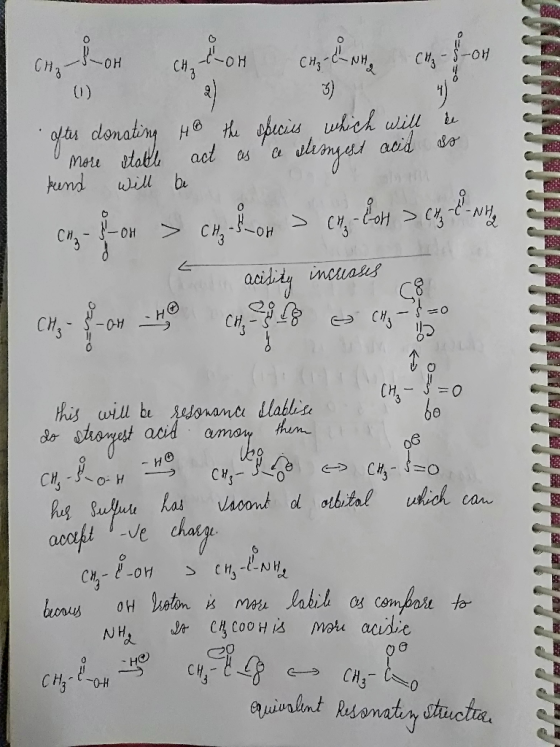 CH₂ Bon con un con 0) ofter donating to the species, which will more stable act as a deongest acid pund will be de so Congor