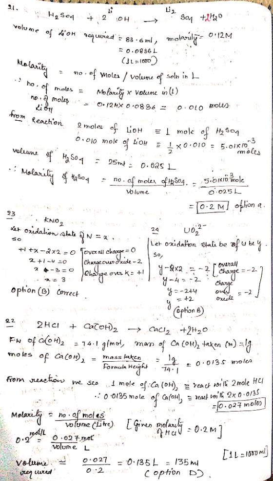 H2S04 12.04. - ? 804 +1H30 ome of d On aequiried = 83.6ml, molavulja 0:12M 30.08361 , (1L21000) arty = no. of moles volum