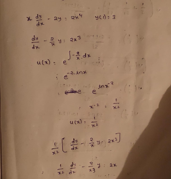 X dy - ay : 2x4 ): 3 dx u(). J es inx any ? Abe e X2 uc): - X 2 23 3 23 y: 2x x2 dx