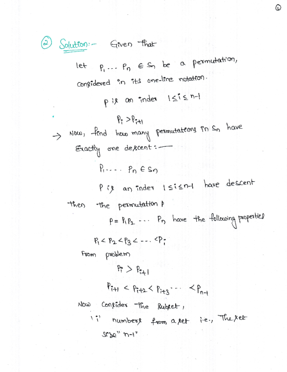 Solution- Giver fat. let P P E s be a permutaton, Congidered sone-ltre notatton うNow, 一fnd hao many pe mutatta yfoSn have ea