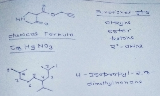 - Functional gps altryne chomcal Formula ester ketone 2o - amine to Hg No3 3 4 - Isobootyl-2,8- dimethylnonane