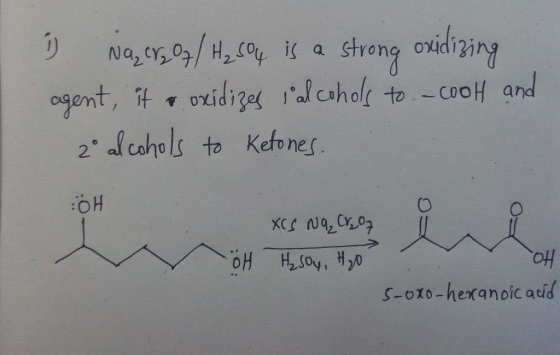 1 Na, cy07/Hy soy is a strong oxidizing agent, it a oxidizes lalcohols to - cool and 2° alcohols to Ketones. OH OS XCS Nq₂Cr