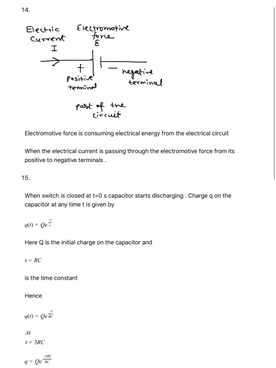 14. Electric Current I Electromotive force E + positive terminal negative terminal part of the circuit Electromotive force is