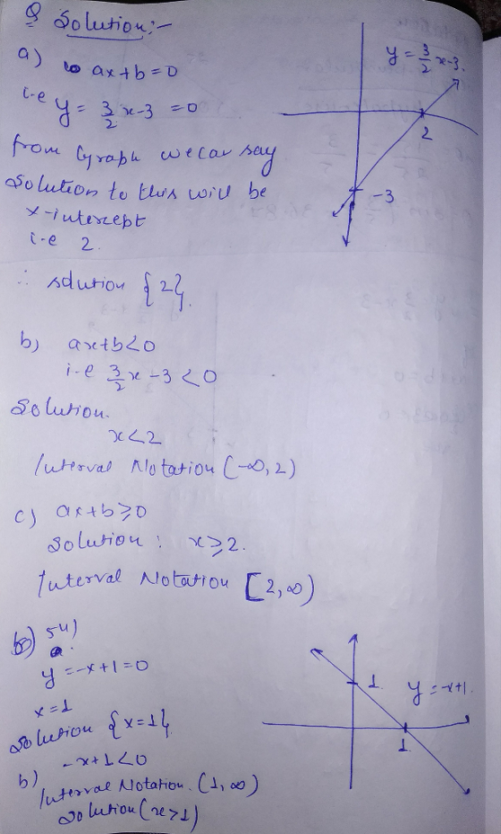 a) 2: At aso lution to hu oru be -3 t-e 2 b) atbzo Soluou Interval Notatrou ?d)