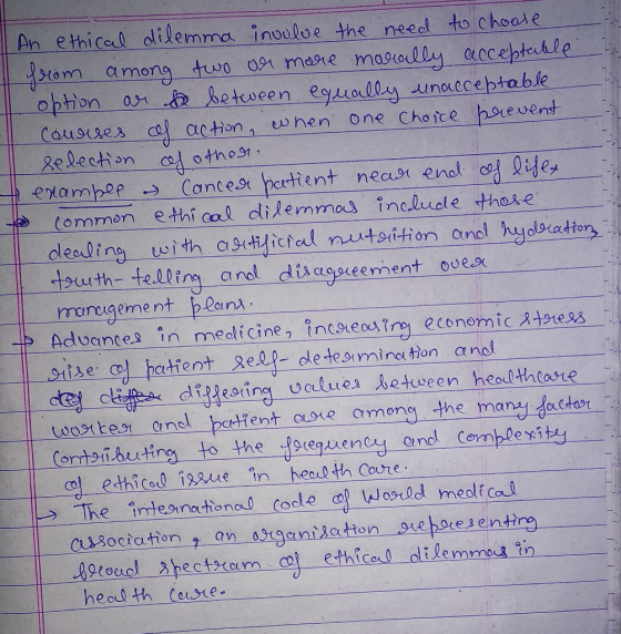 An ethical dilemma involve the need to choose from among two or more morally acceptable option ar & between equally unaccepta