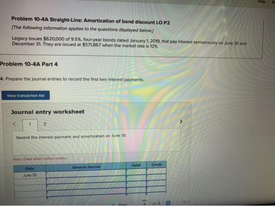 Helps Problem 10-4A Straight-Line: Amortization of bond discount LO P2 (The following information applies to the questions di