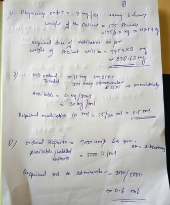 4 Ch Phyricians order, a 3 mg / kg enny & hany e weight of the patient = Its Pounds -1752.kg = 19.54 Jequired dose of medicat