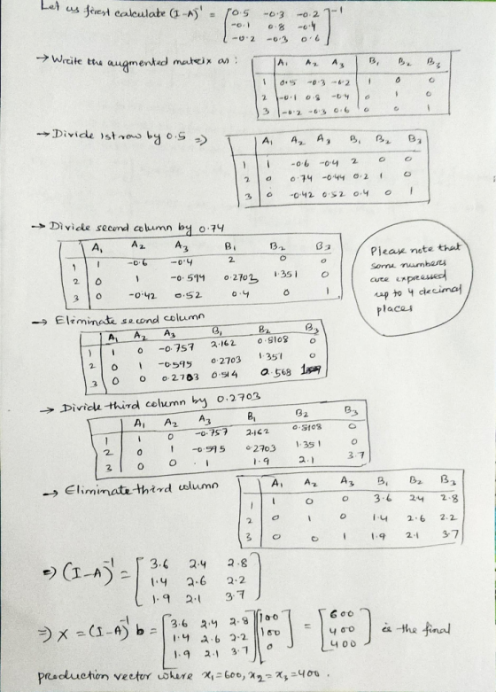 Let us ferest calculate (IA) = 10.5 -0.3 -0. 2 7-1 0 % -04 L-02-03 06 → Wrcite the augmented mateix ) A1 A2 A2B, 0.5 -03-2 1