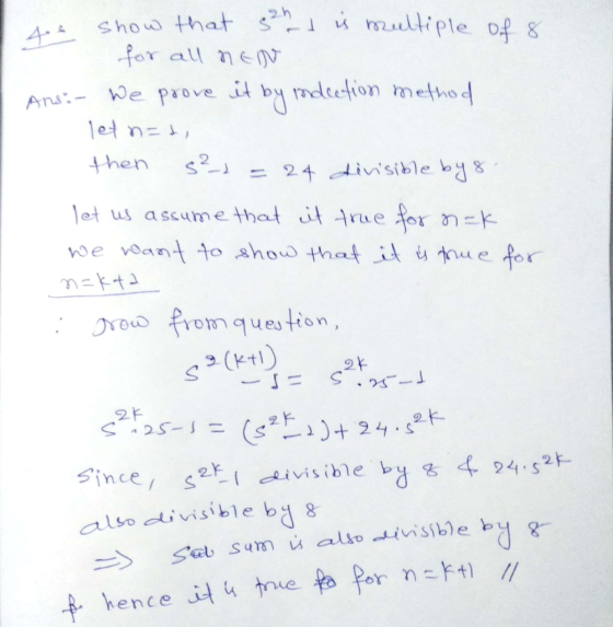 2 h for all ne Ans- We prove it by mdtetion metho then S*)-24 divisible bd8 let ass u m ethat us cit ㅢn.efor n-k mques tion,