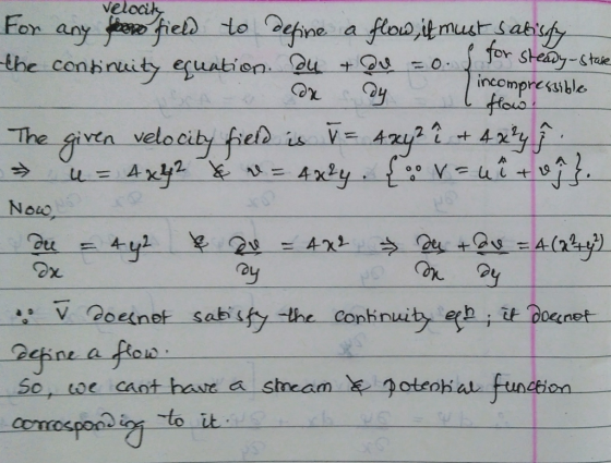 ed to D tbe conn incompressible OLO vin velo ci 2 Now dx Dy ーSot toe-cant hate a steam-egoteokae function to it