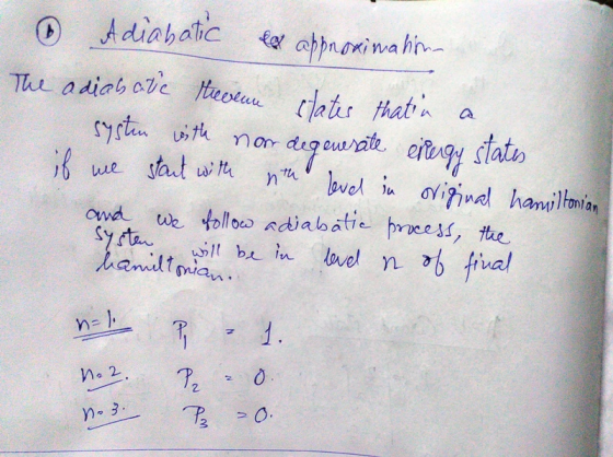 The adiabatic therenn states that in 6 Adiabatic ex approximation system with nom degenerate espergy states start with level