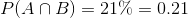 P(A\cap B)=21\%=0.21