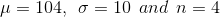 u= 104, o = 10 and n = 4