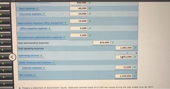 540,000 48,000 Rent expense Insurance expense 24,000 10,000 Depreciation expense-office equipment Office supplies expense 4,0