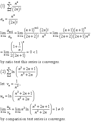 (1) (1) 1(2n)! 전 an (2n) 2+1 lim *x+1 =lim (n+1)** (2n)! =lim (2n+2)! * (n+1)(n+1)* (2n+2)(2n+1)** 20 1+ = lim 200 = 0 <1 2(2