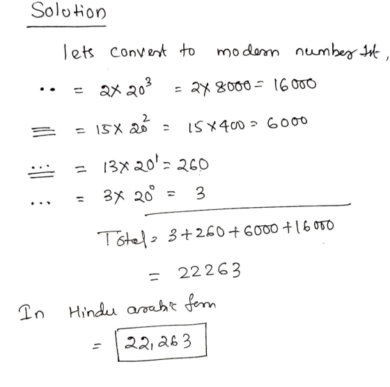Solution lets convest to modern number Ist QX 203 = 2X 8000 = 16000 15% aé 15x400=6000 13% 20-260 3x 20 2 3 Tstela 3+260 +60