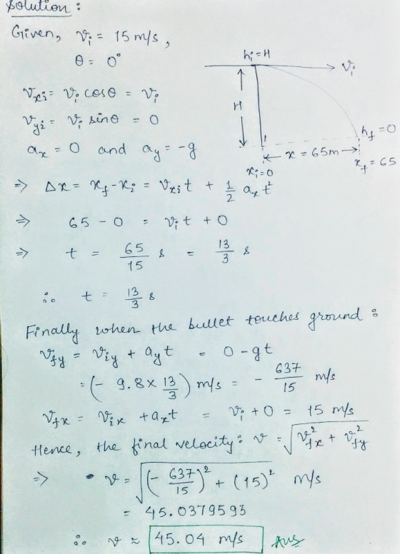 6-0。 Az=0 and a - 2 う 七 65s 13 3 Hence, the tinal velocity : nrs/viet. G3712 15 + (15 -45.0373593