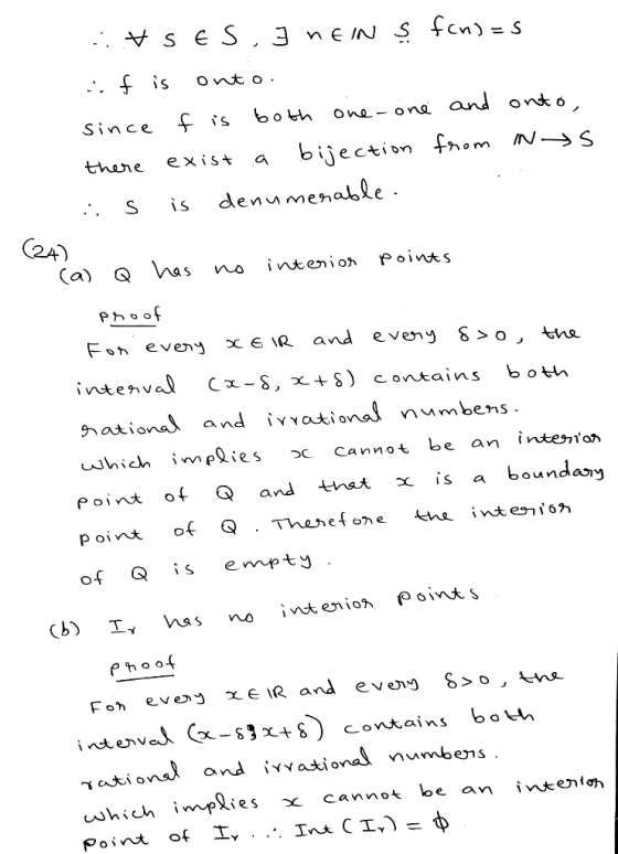 Since o L ona- ona thane exist a biiection o m S is denumenable 24) (a) Q has na inter Points intenval nationa and i which ,m